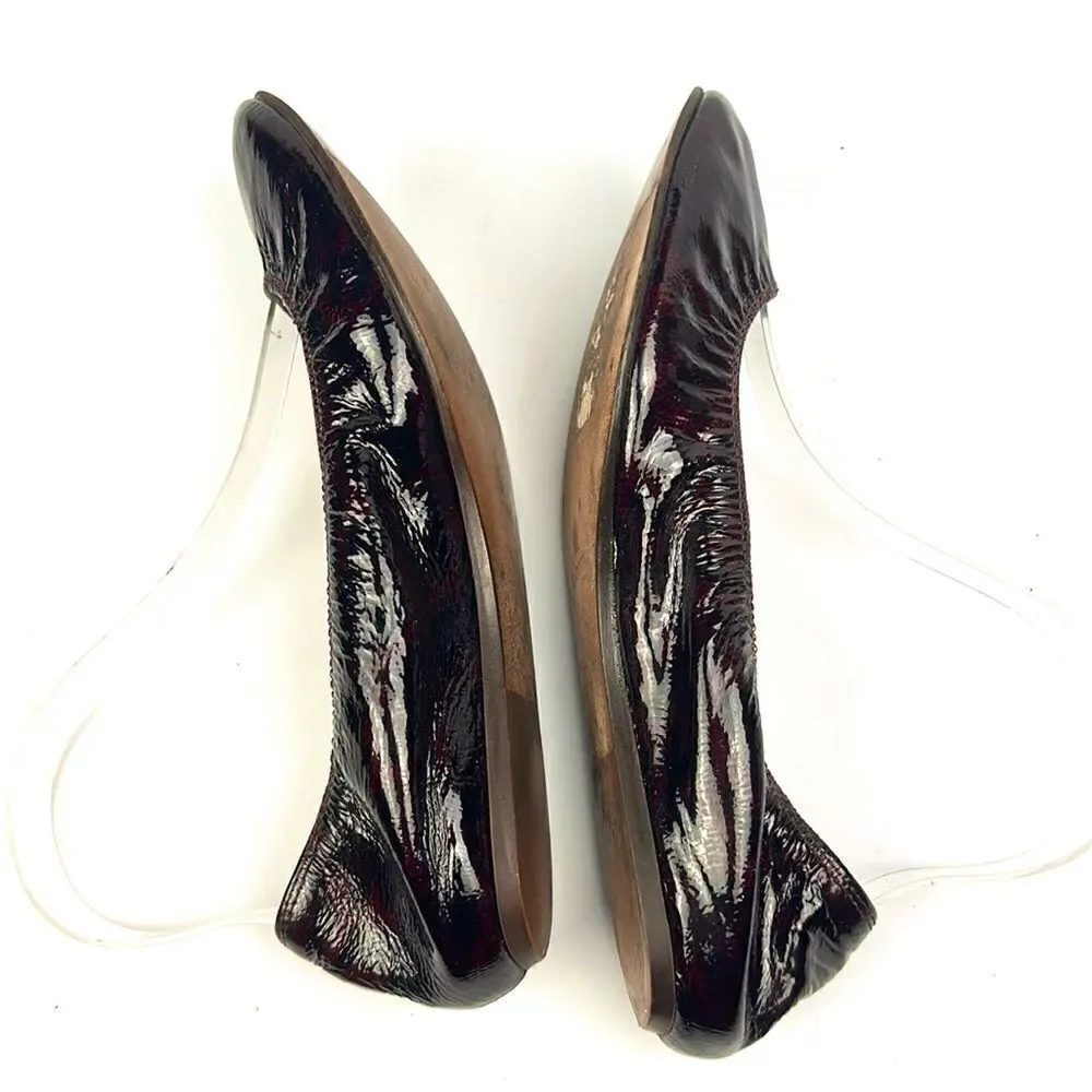 LANVIN Deep Burgundy Patent Leather Ballet Flats 38,5 US 7,5